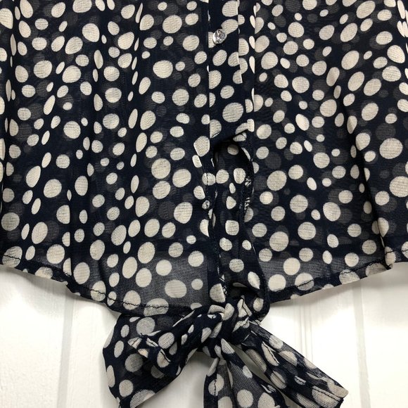 Macy's Sheets Blue & Silver Polka Dot Button Down - Picture 7 of 7
